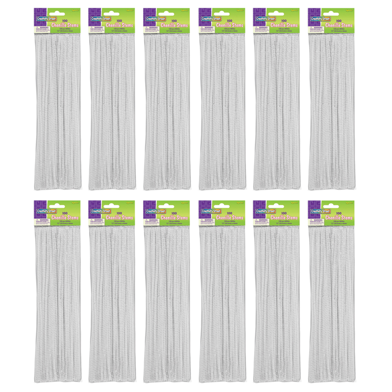 (12 Pk) Chenille Stems White 12in