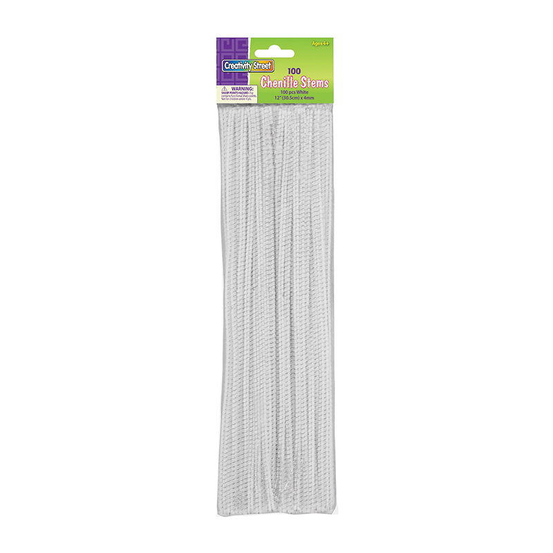 Chenille Stems White 12 Inch