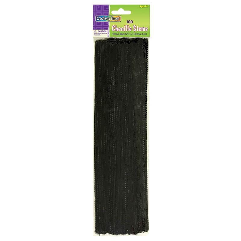 Chenille Stems Black 12 Inch