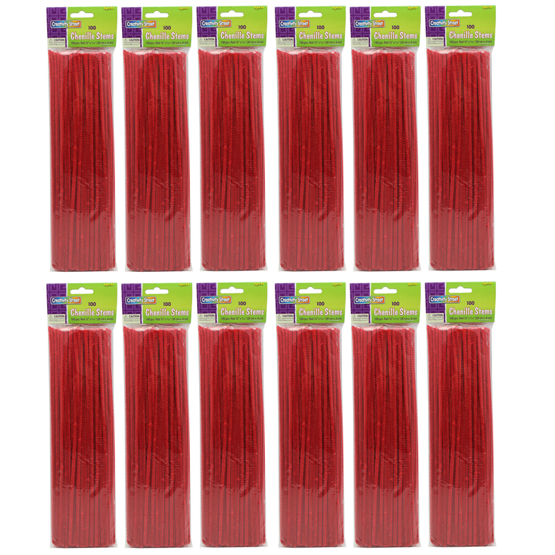 (12 Pk) Chenille Stems Red 12in