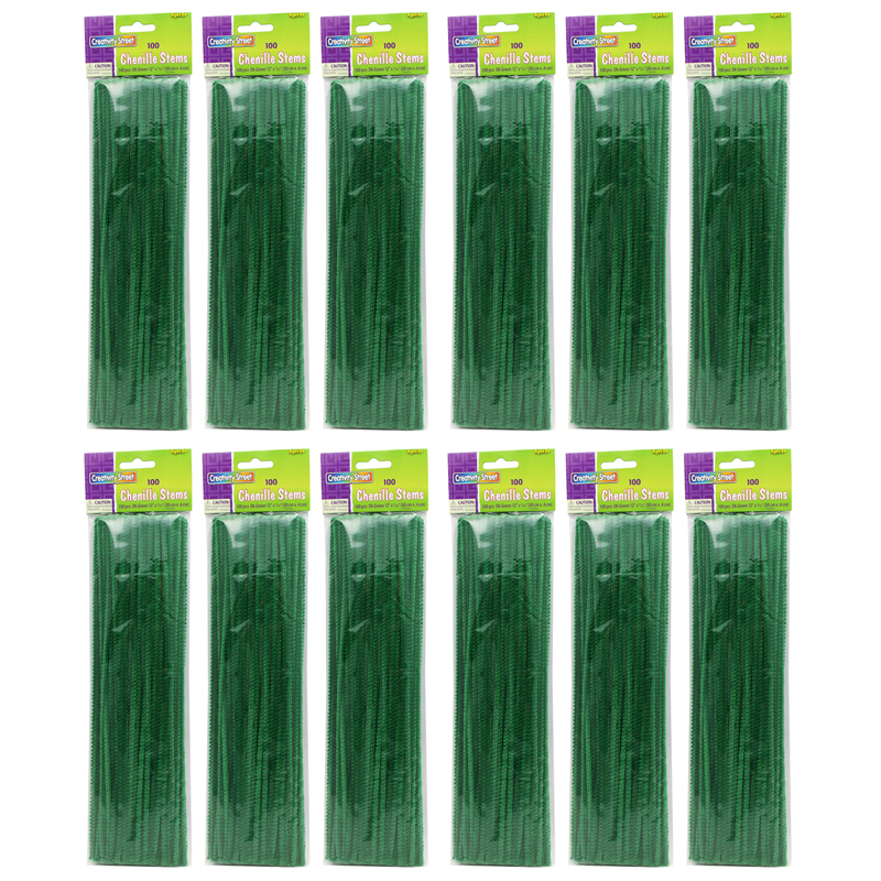 (12 Pk) Chenille Stems Green 12in