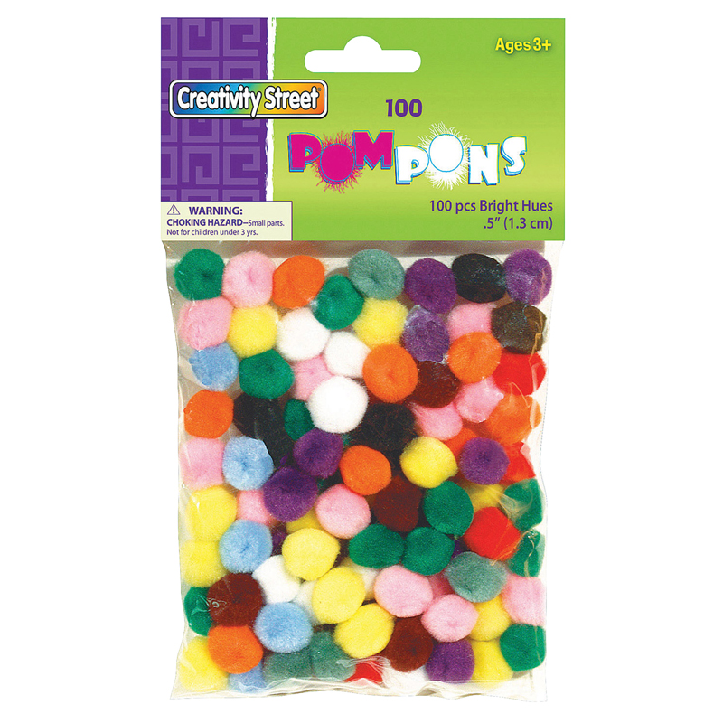 (12 Pk) Pom Pons Assorted 1/2in