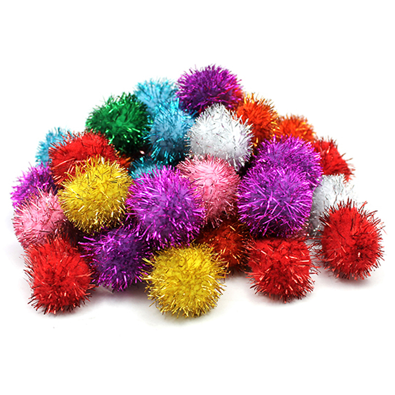 (3 Pk) Glitter Pom Poms 1in 40 Per