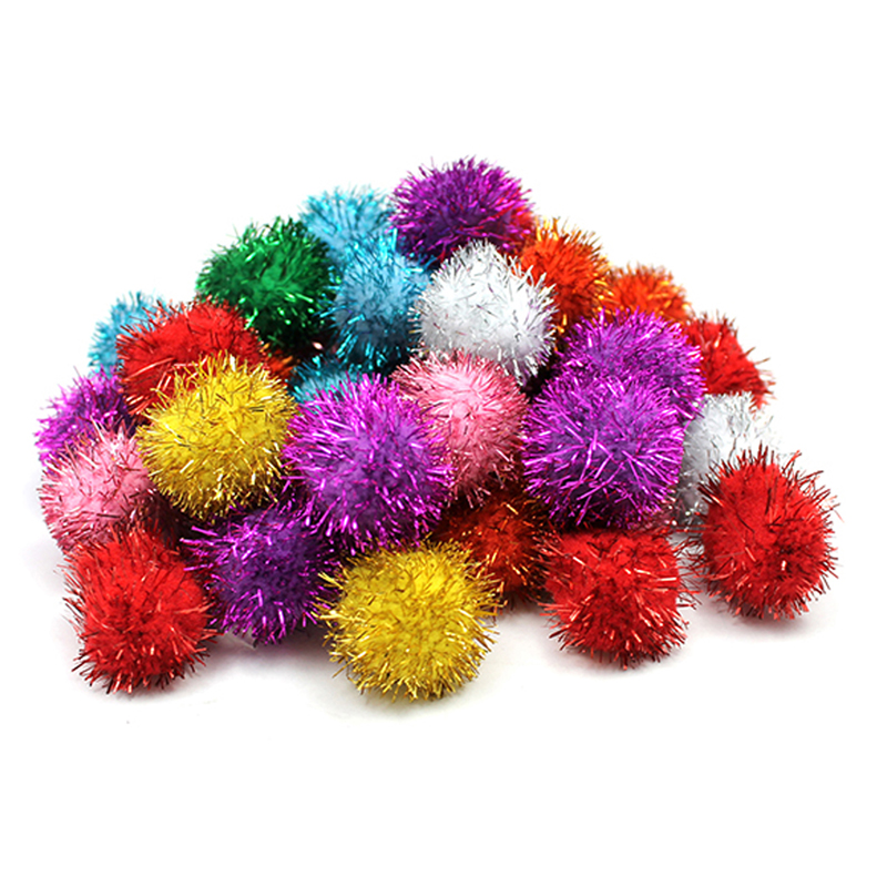 Glitter 1in Pom Poms Bag Of 40