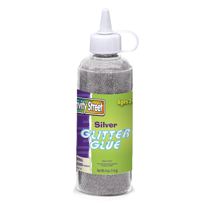 (12 Ea) Glitter Glue Silver 4 Oz