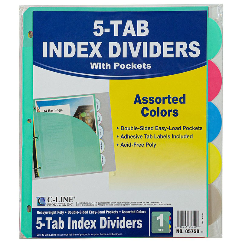 5 Tab Poly Index Dividers With