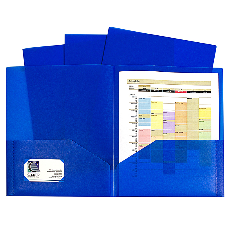 Blue Two Pocket Poly Portfolios