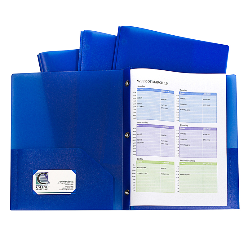 Blue Two Pocket Poly Portfolios