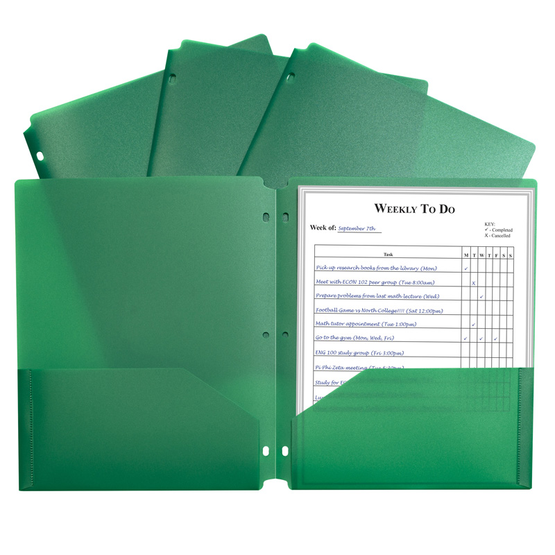 2 Pocket Poly Portfolio Green