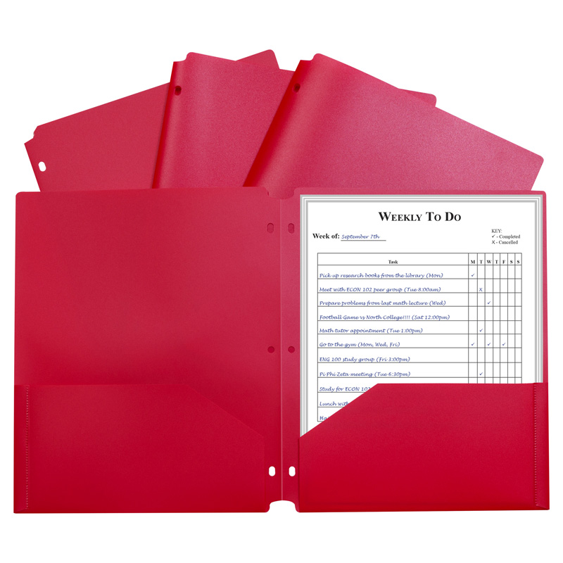 2 Pocket Poly Portfolio Red