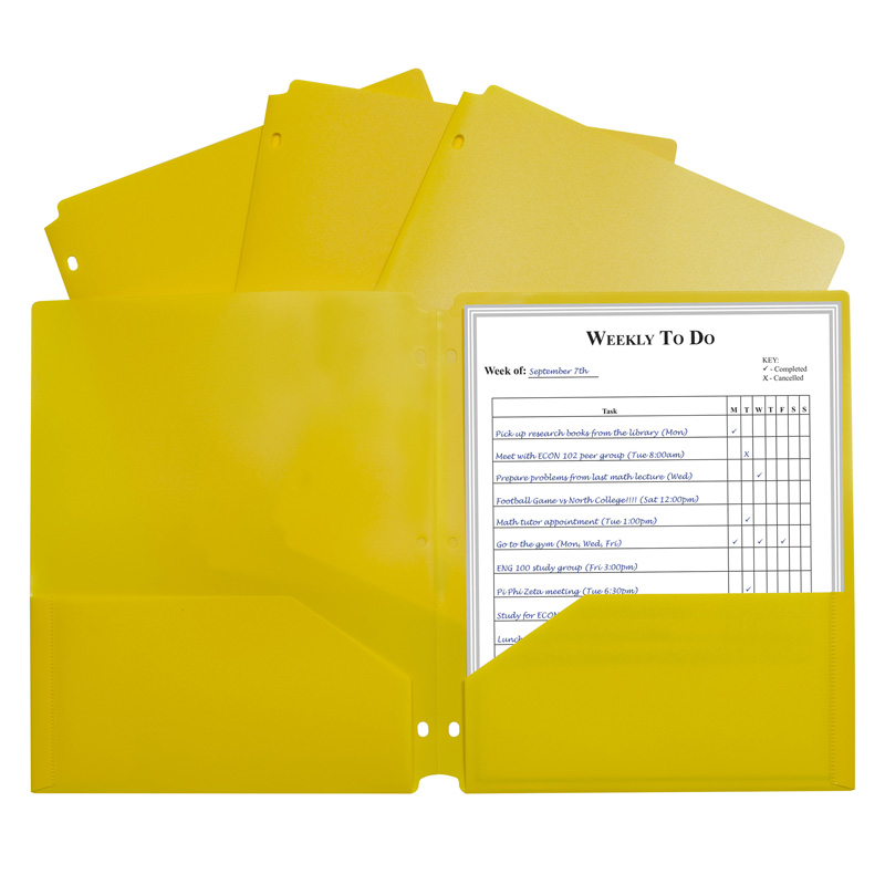 2 Pocket Poly Portfolio Yellow