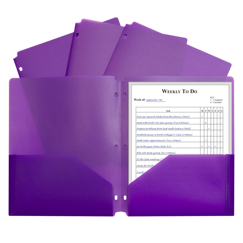 2 Pocket Poly Portfolio Purple