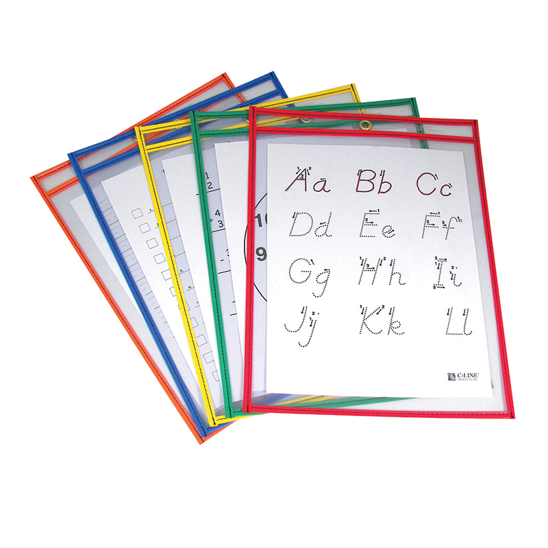 Reusable Dry Erase Pockets 5/Box