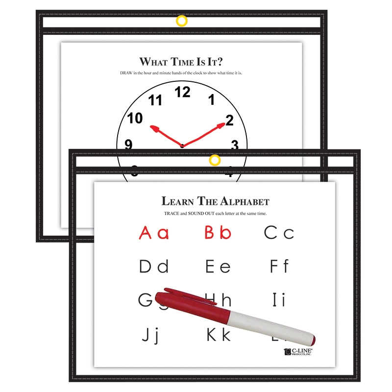 C Line 9x12 Blk Reusable Dry Erase