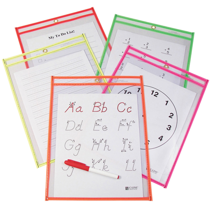 Reusable Dry Erase Pockets 10/Pk
