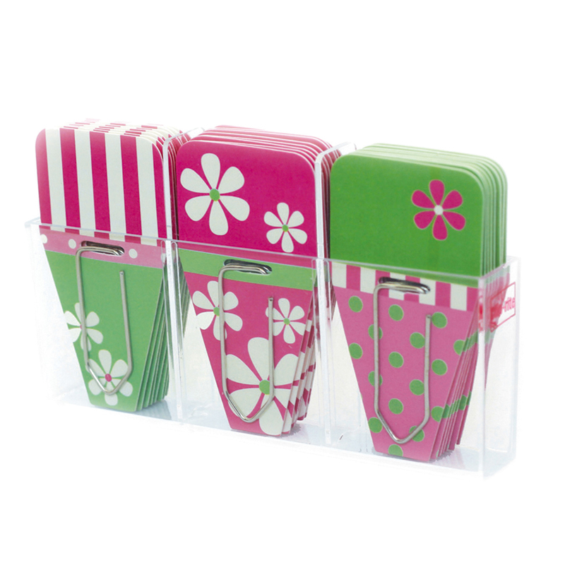 Daisy Clip Tabs Pack Of 24 Pink Grn