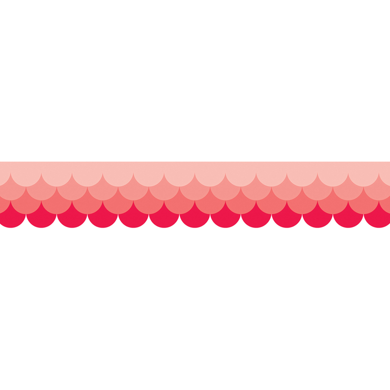 Ombre Poppy Red Scallops Borders