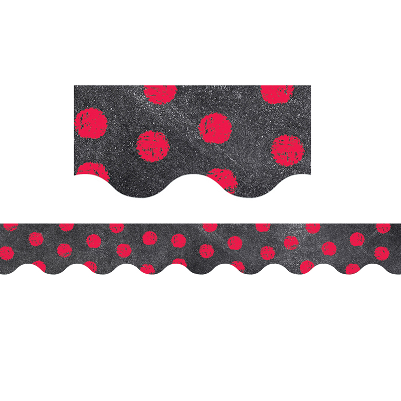 Poppy Red Dots On Chalkboard Border