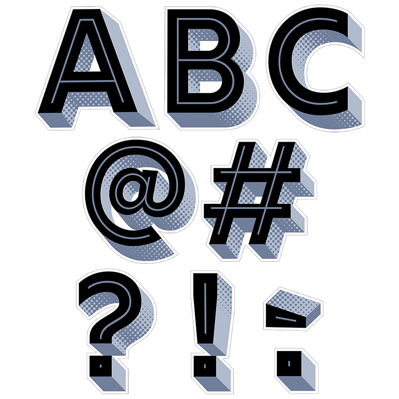 Black 3d Punchout Uppercase Letters