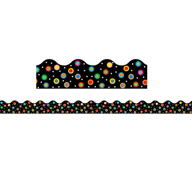 (6 Pk) Dots On Black Wavy Border