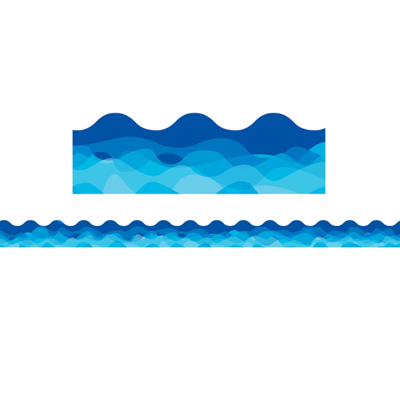 (6 Pk) Waves Of Blue Wavy Border