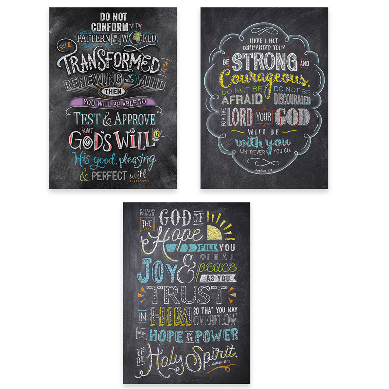 3pk Posters Bible Verses In Chalk