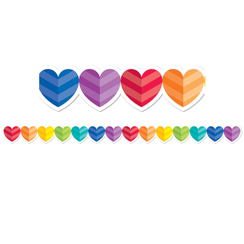 (6 Pk) Rainbow Hearts Border