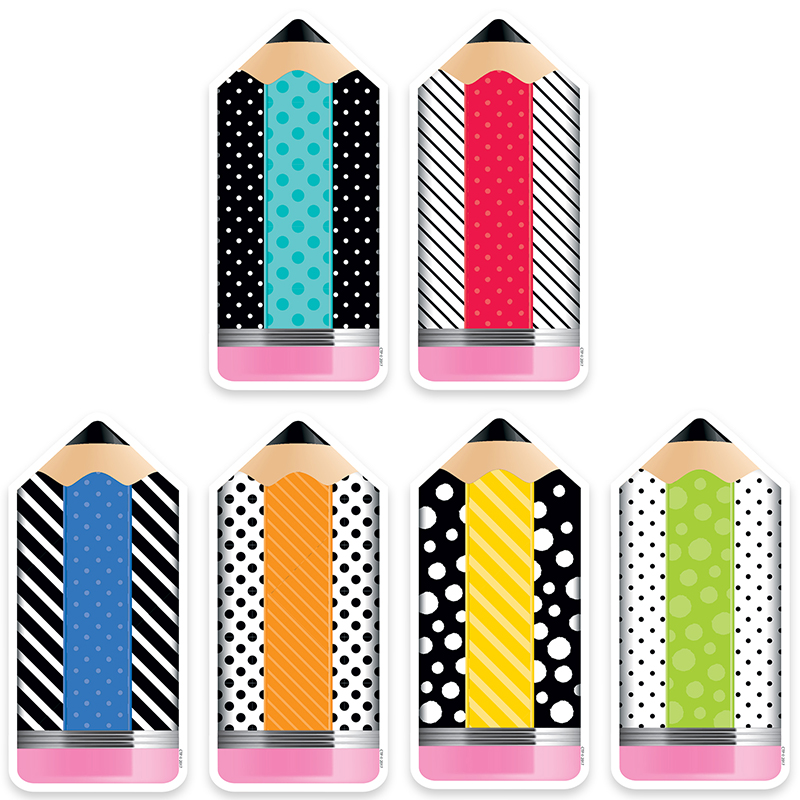 6in Striped/Spotted Pencils Cutouts