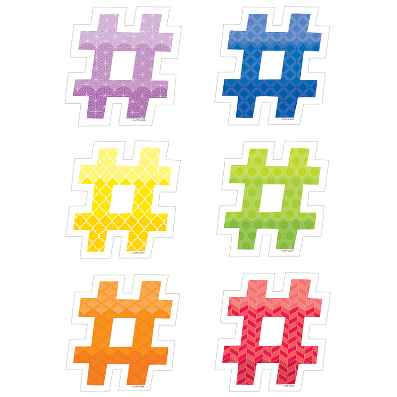 Hashtags 6in Cut Outs Painted