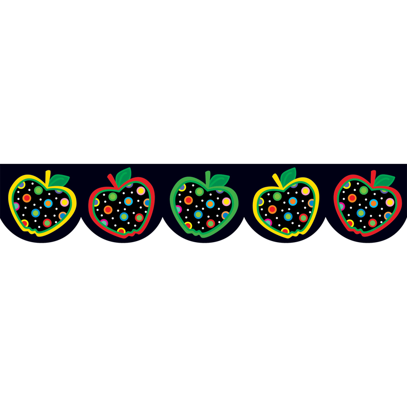 (6 Pk) Dots On Black Apples Border