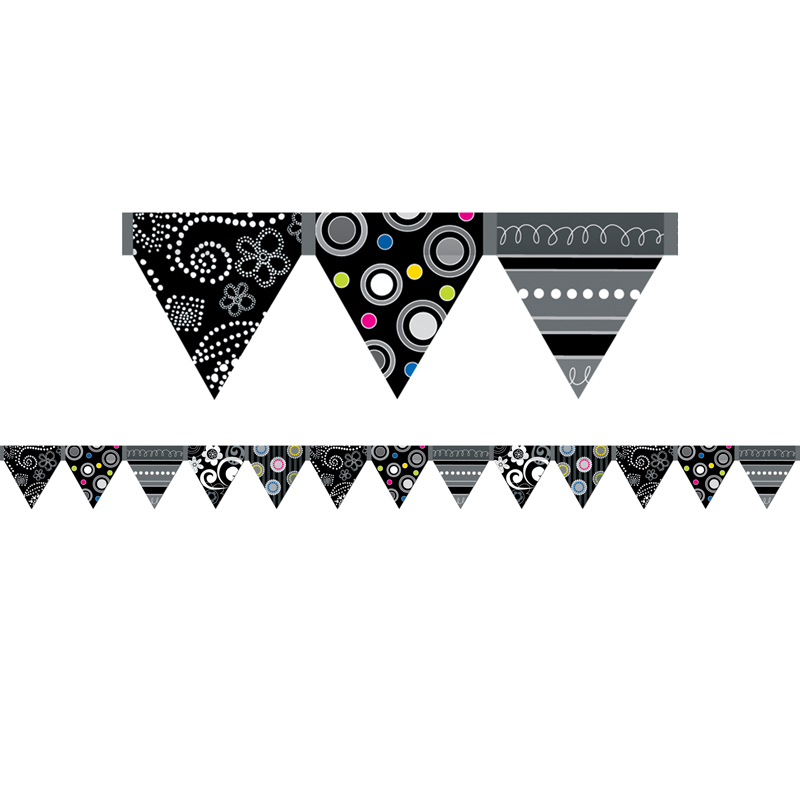 (6 Pk) Black And White Pennant