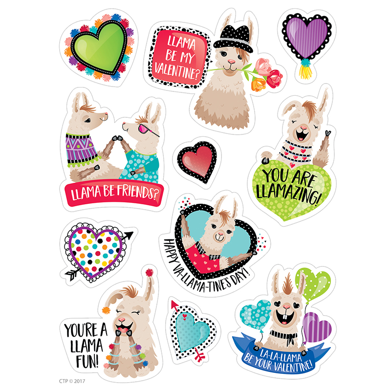 Llama Be My Valentine Stickers