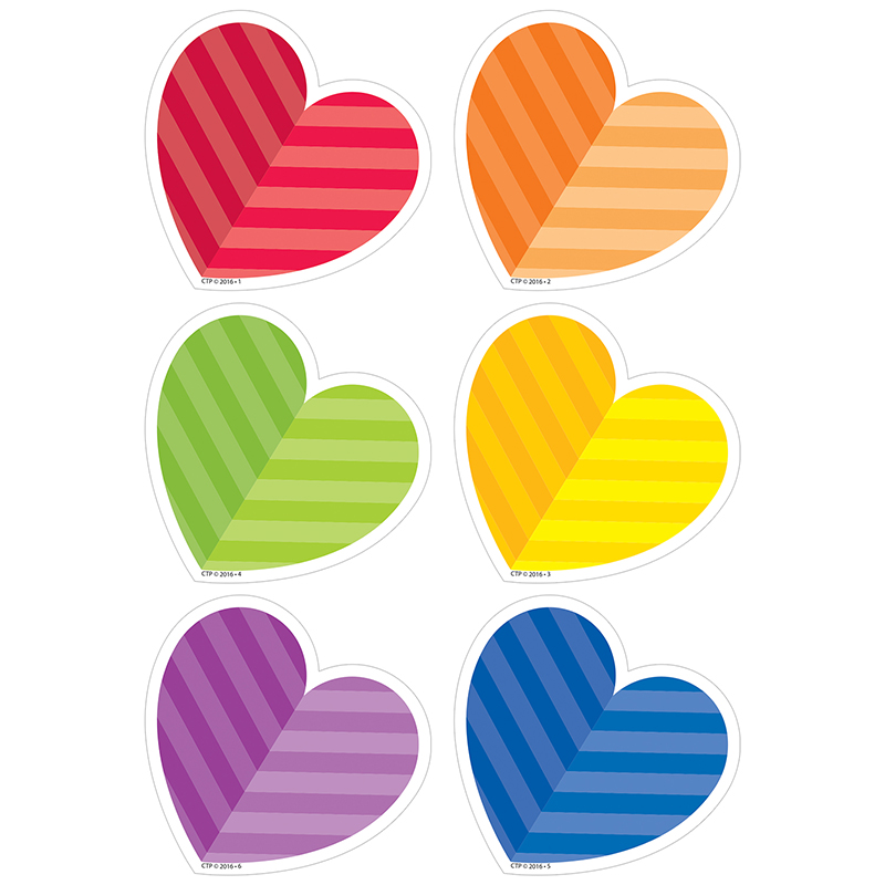 Rainbow Hearts 3in Cutouts