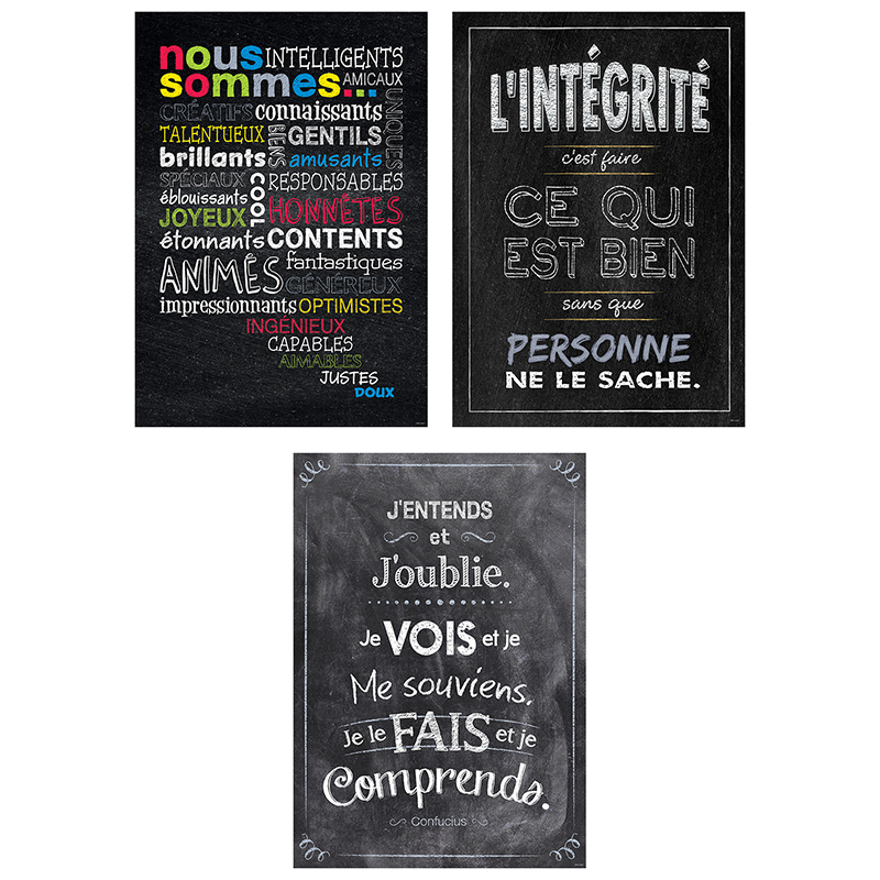3pk French Inspire U Posters