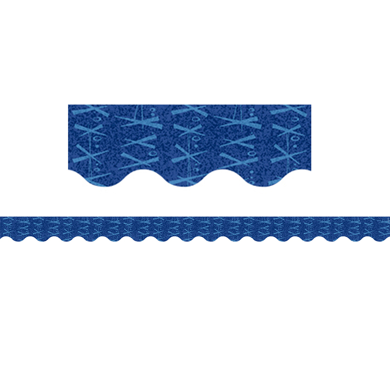 Midcentury Mod Navy X And O Border