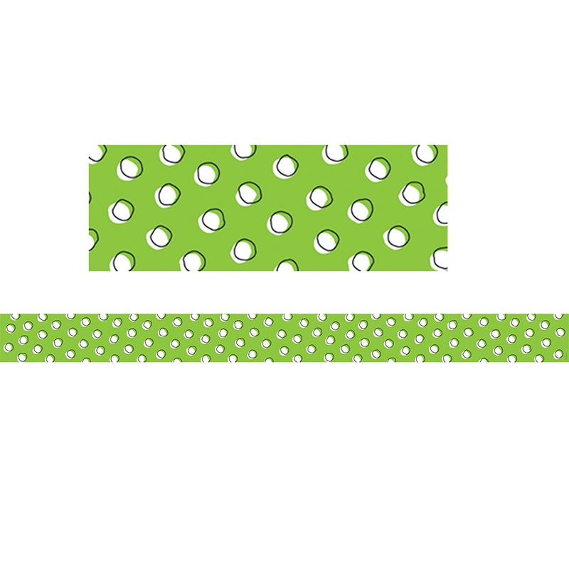 Doodles Dots On Lime Border