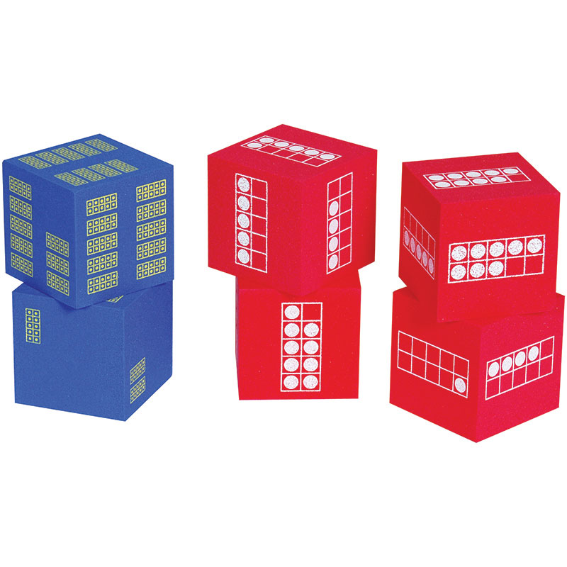 Ten Frame 6 Foam Dice 4 Red  2 Blue