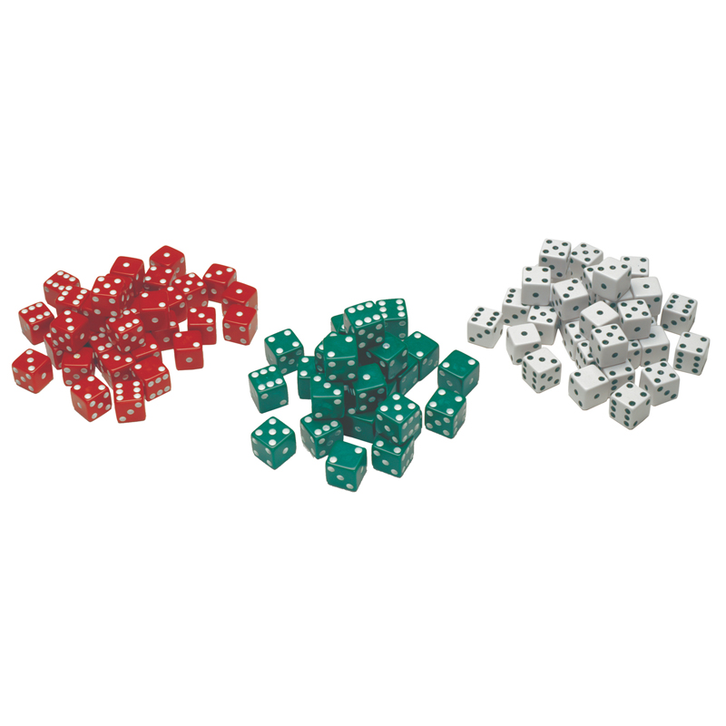 Red Green & White Dot Dice 36/Pk