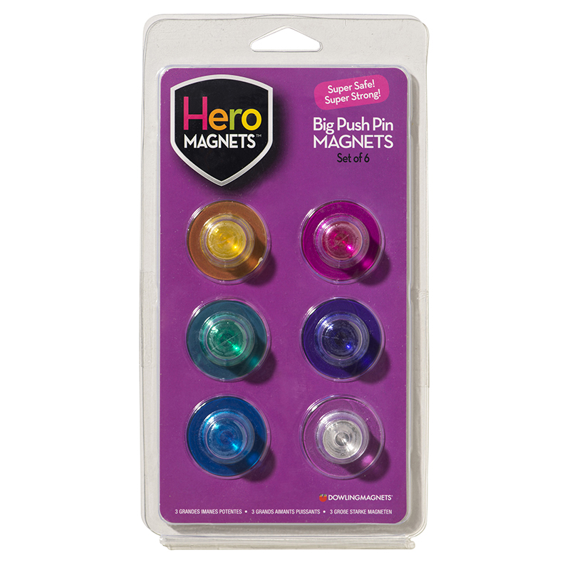 (3 Pk) Hero Magnets Big Push Pin