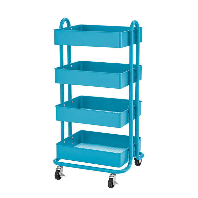 4-Tier Util Rolling Cart Turquoise
