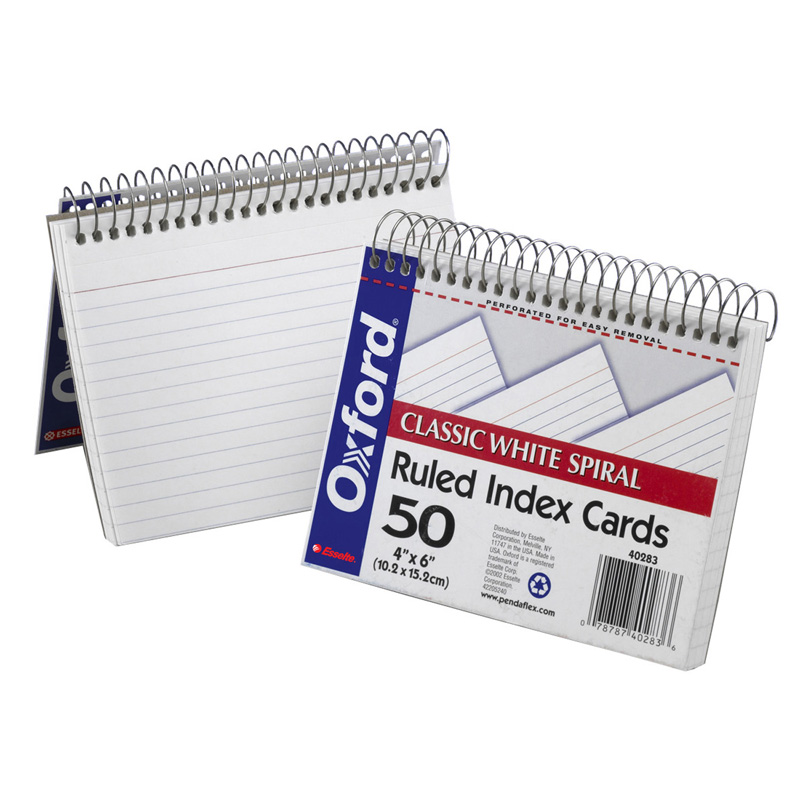 Oxford Spiral Index Cards 4x6 White