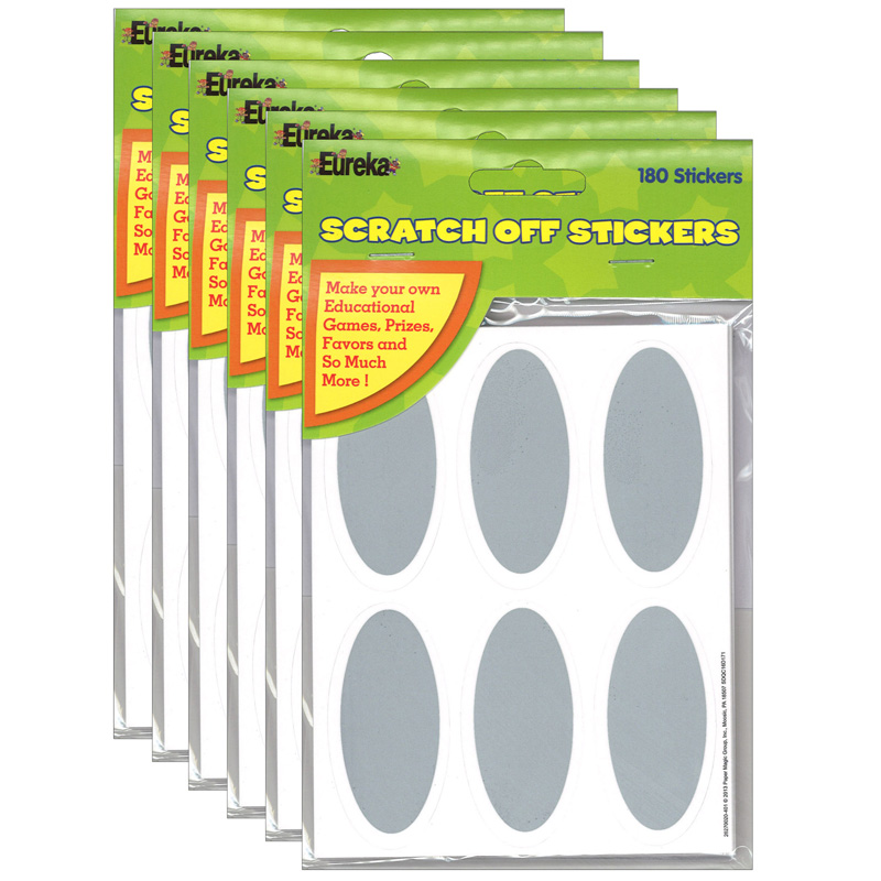 (6 Pk) Scratch Off Stickers Ovals
