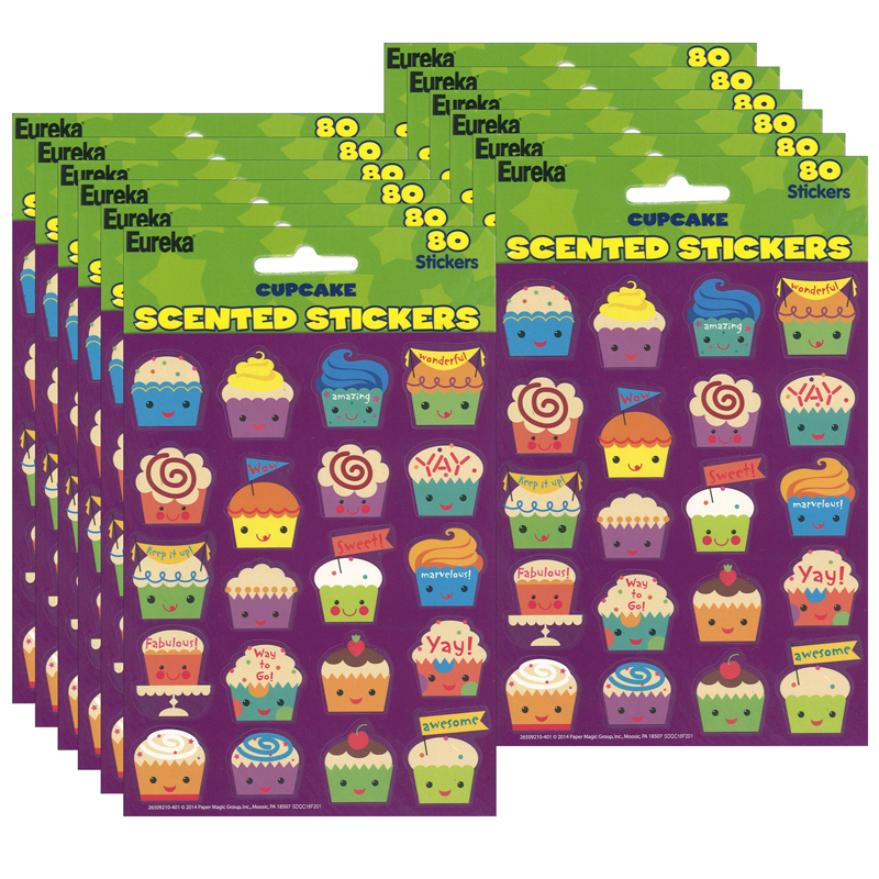 (12 Pk) Cupcake Scented Stickers