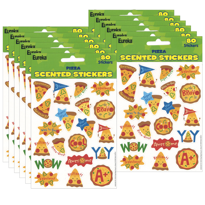 (12 Pk) Pizza Scented Stickers