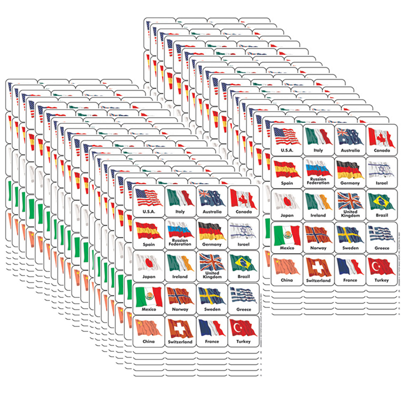 (12 Pk) Stickers World Flags