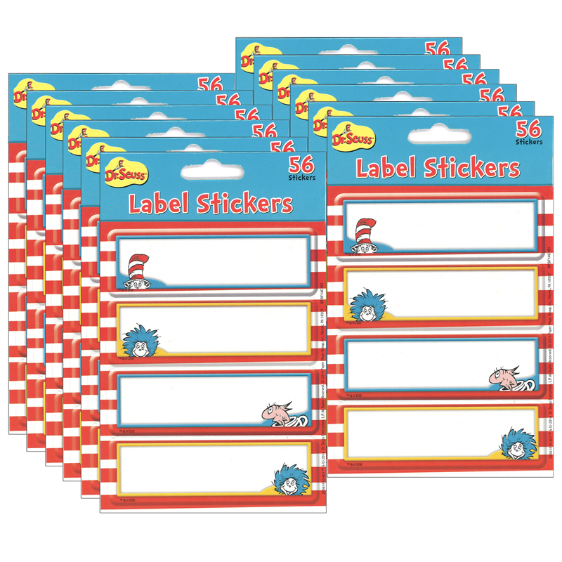 (12 Pk) Dr. Seuss Label Stickers