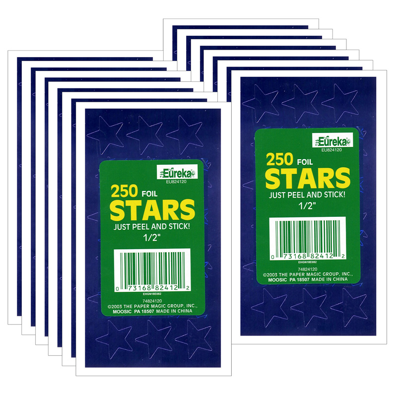 (12 Pk) Stickers Foil Stars .5in