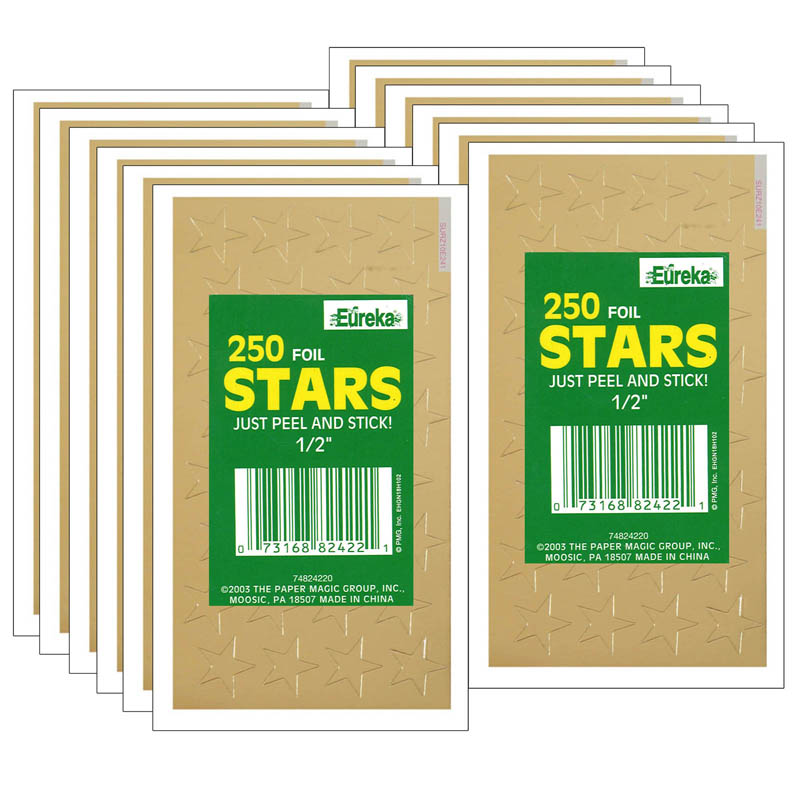 (12 Pk) Stickers Foil Stars .5in