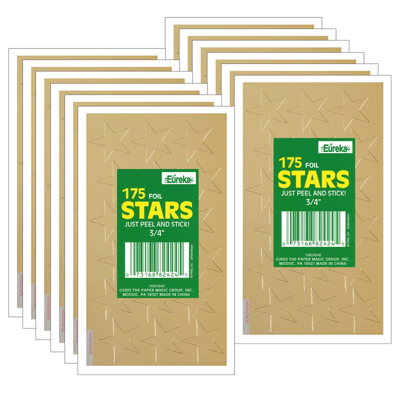 (12 Pk) Stickers Foil Stars .75in