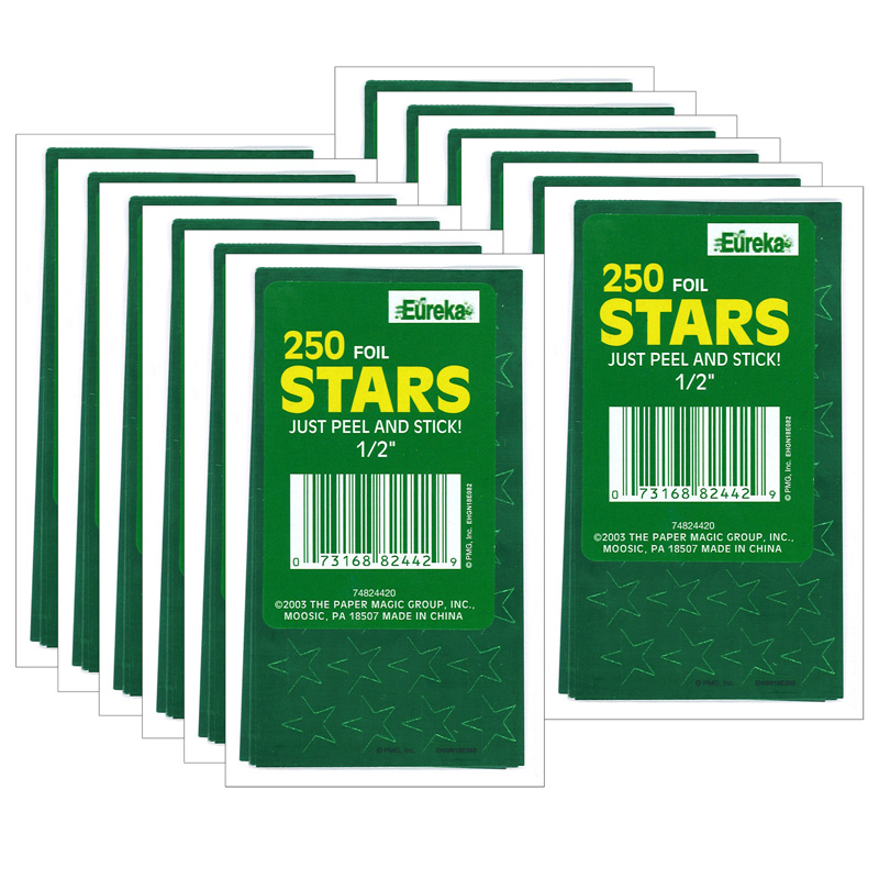 (12 Pk) Stickers Foil Stars .5in